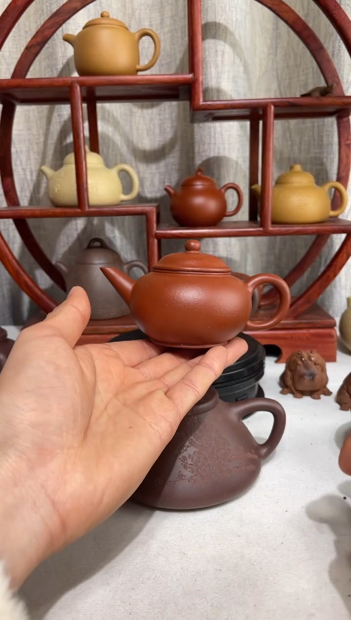 【闪购商品】紫砂茶壶微瑕朱泥大红袍手工泥水平130cc