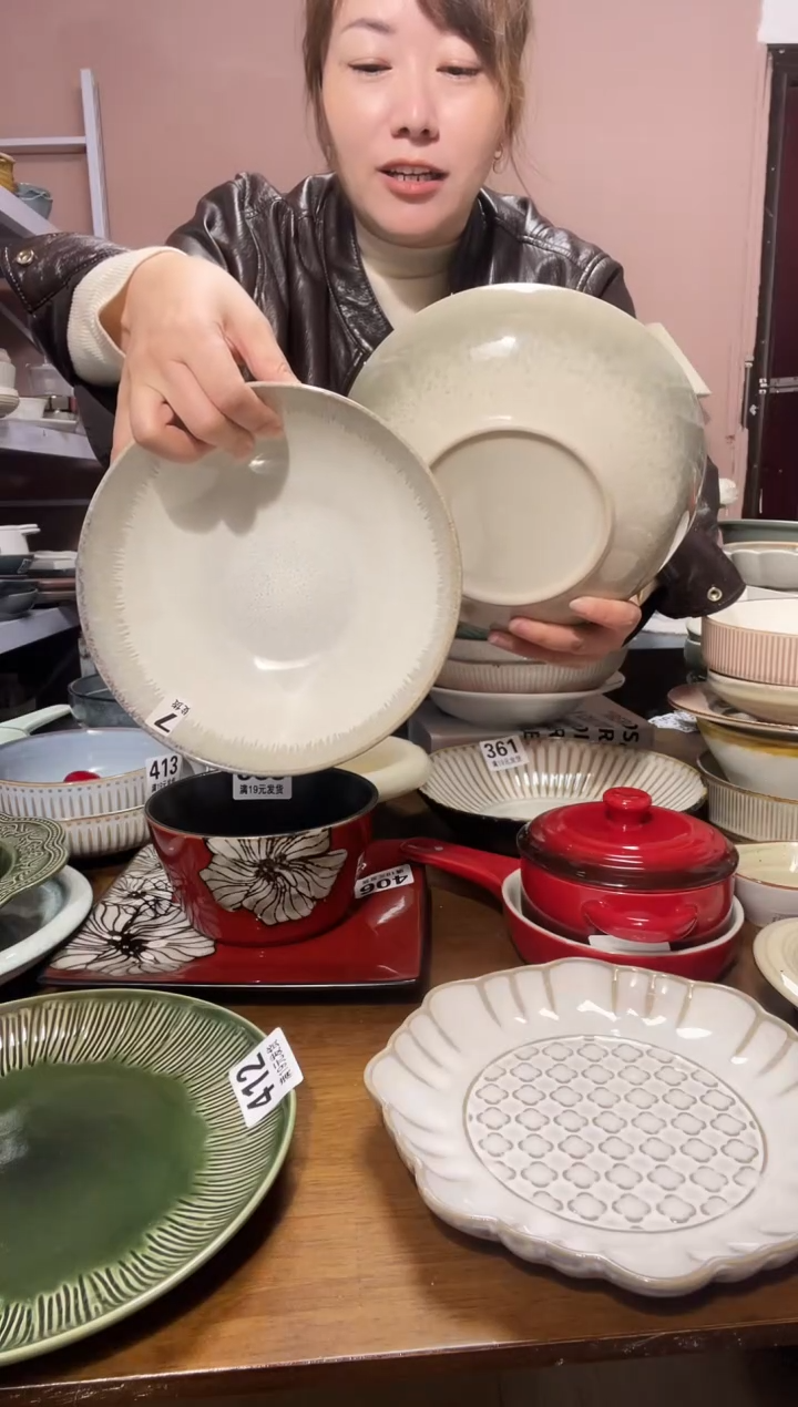 陶瓷微瑕（2个装）天使+绿深盘