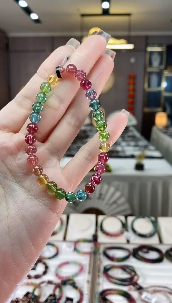 【闪购商品】碧玺收藏级单圈手串6mm+未镶嵌一物一证dan