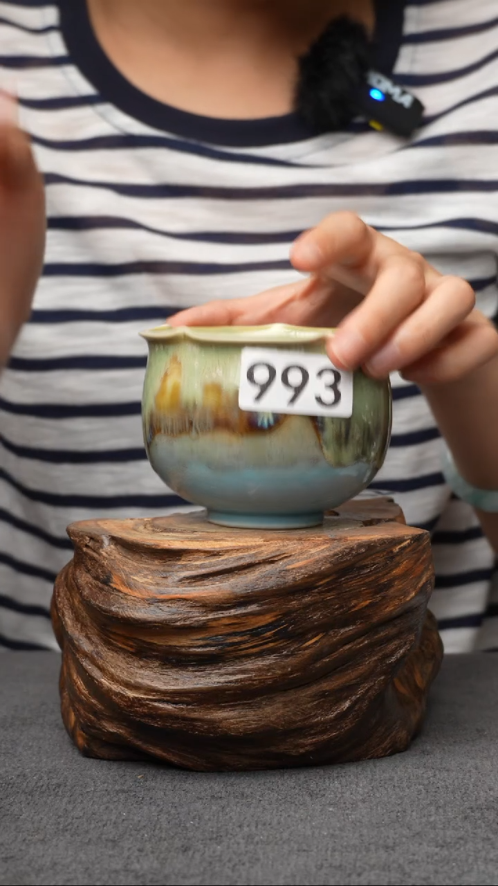 杯子993景德镇手创颜色釉杯（食品级）带冰裂纹