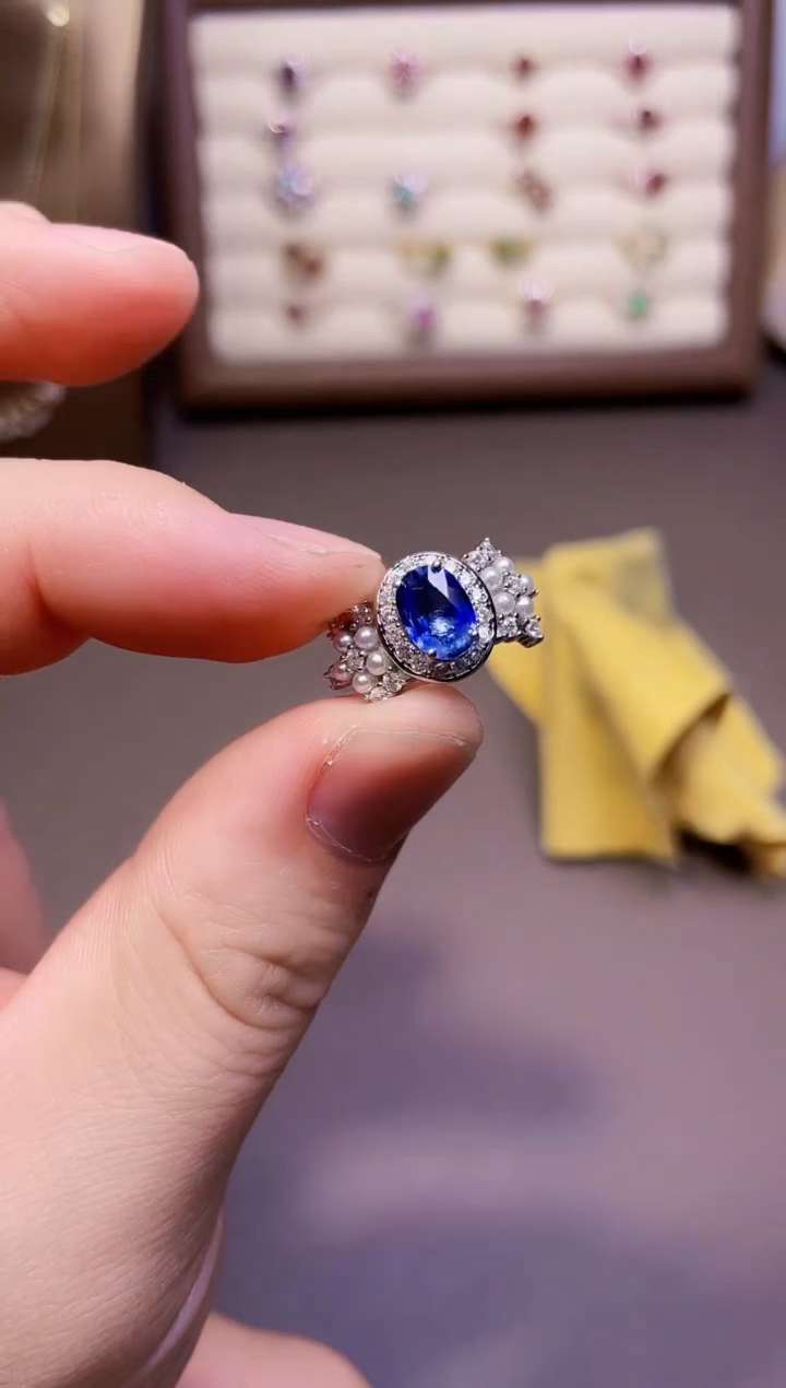 【闪购商品】蓝宝石戒指银S925镶嵌一枚