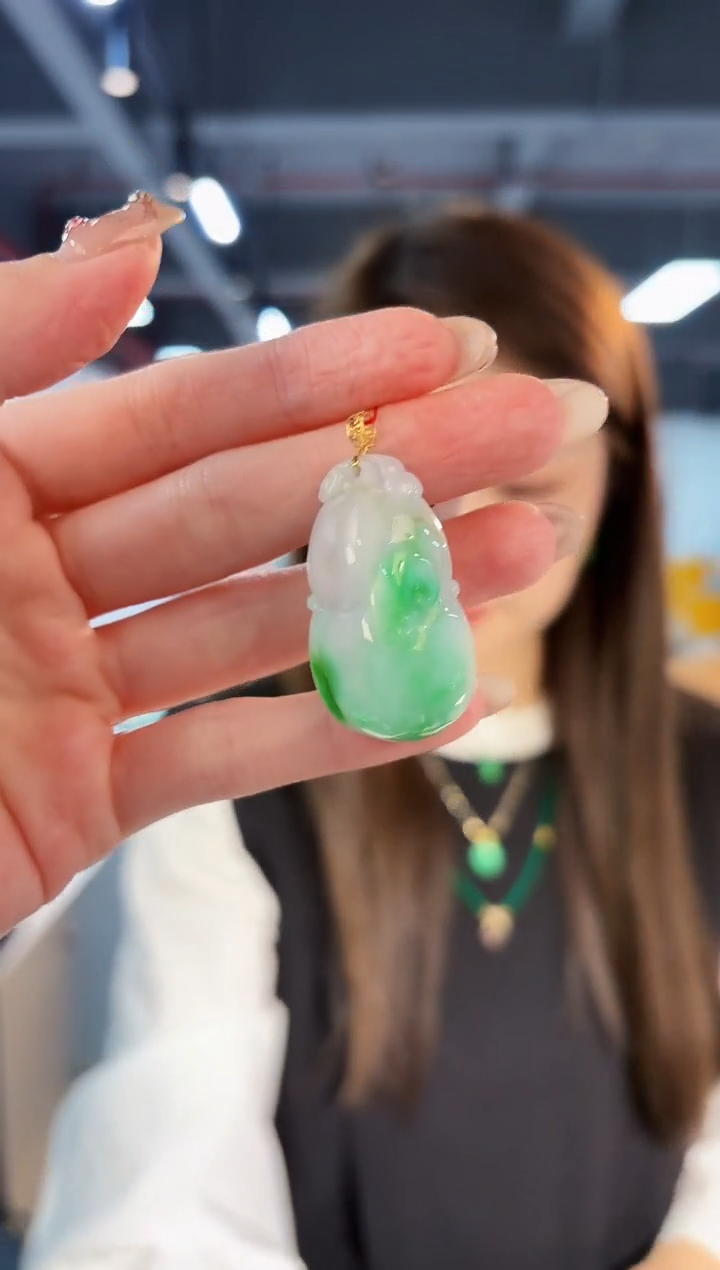 【闪购商品】翡翠颈饰18K金镶嵌缅料A货/支持复检/一件