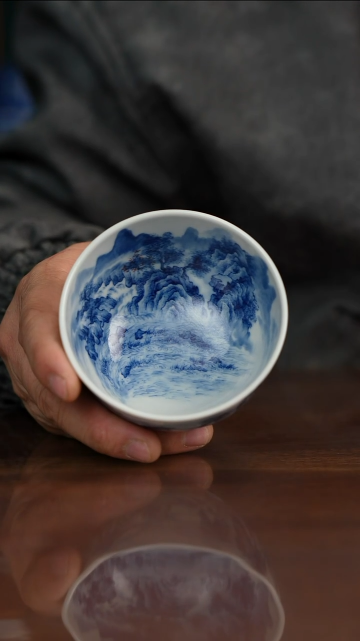 景琳藏青花北派山水茶里乾坤大