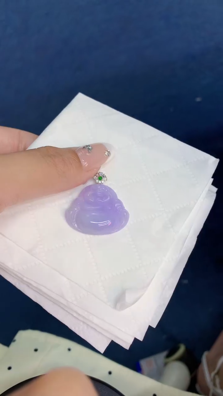 翡翠18K金镶嵌吊坠(不含链)1