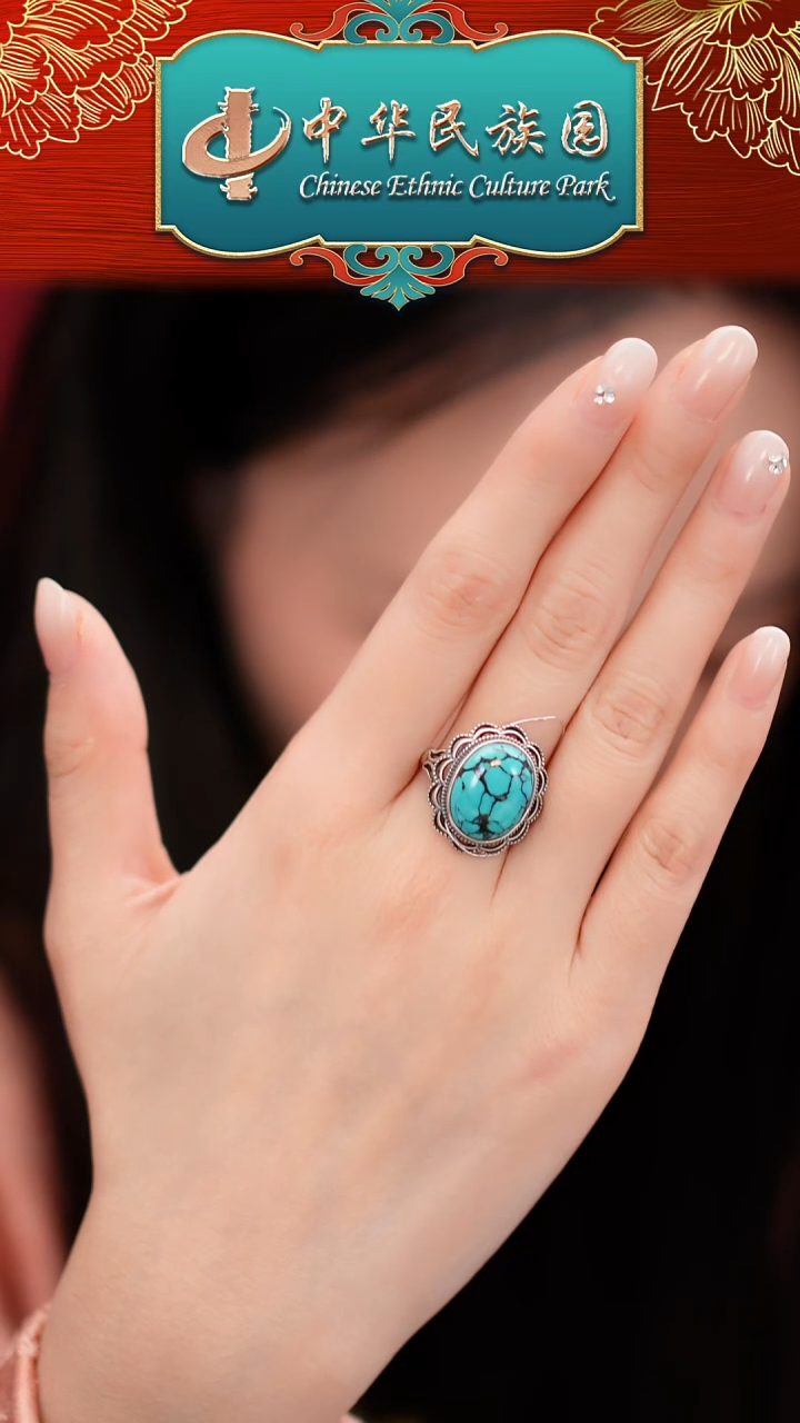 银S925镶嵌绿松石戒指MZL012松石戒指