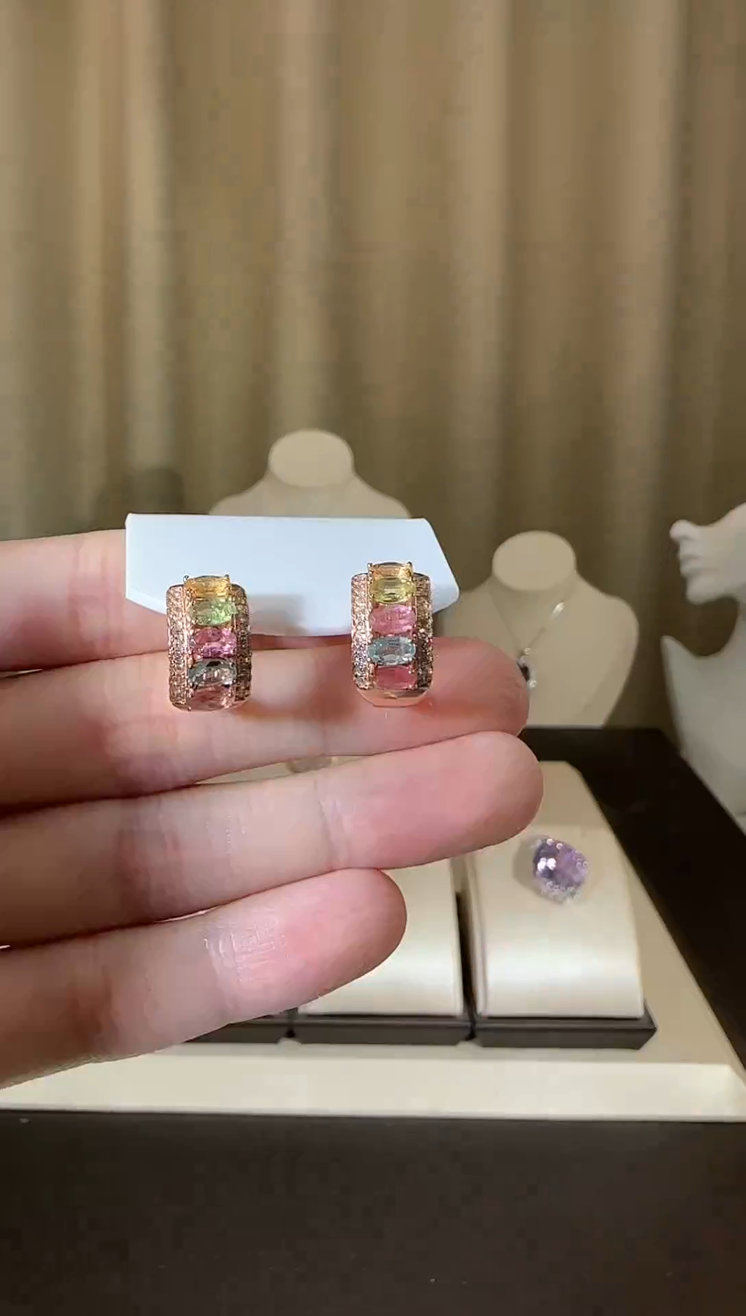 【闪购商品】碧玺猫眼耳饰银S925镶嵌设计款