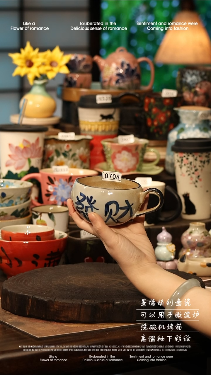 陶瓷景德镇高温釉下彩手工手绘款式@A0708@