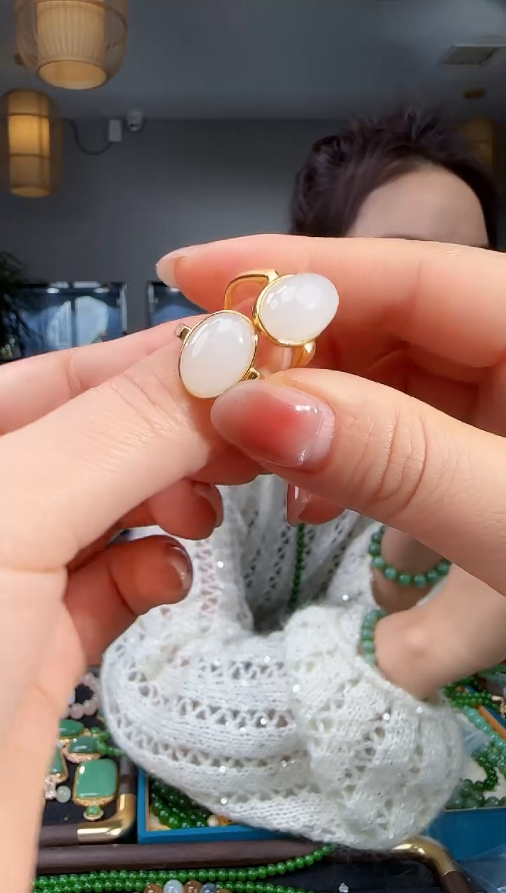 银S925镶嵌戒指和田玉多样性发货拍一发一