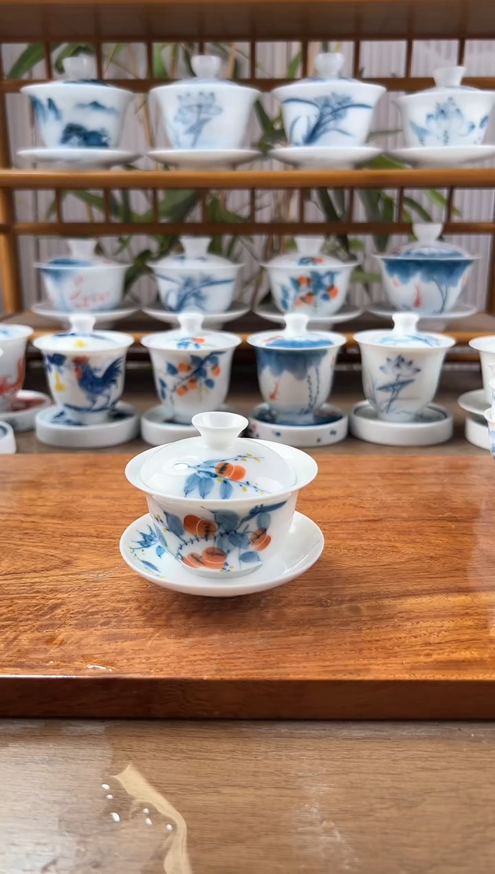 微瑕柿子80ml三才盖碗