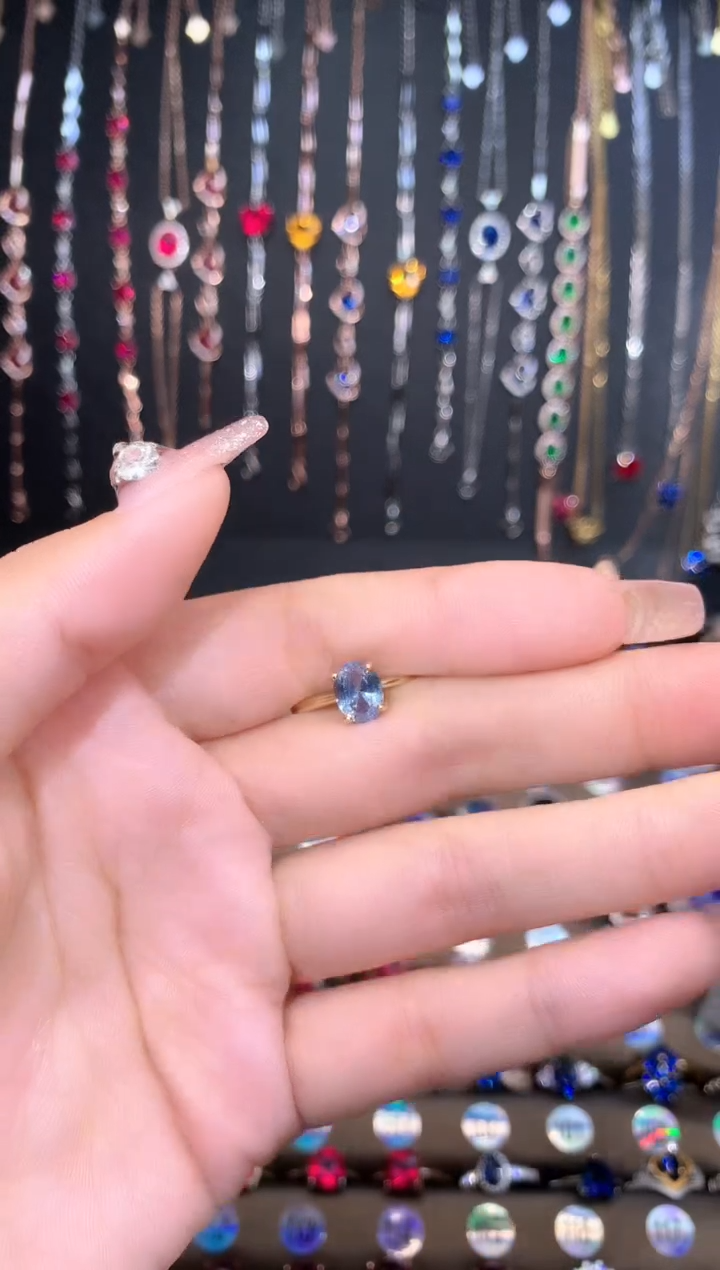 【闪购商品】蓝宝石戒指银S925镶嵌金色