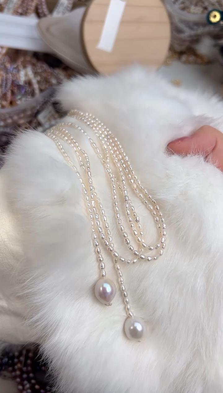 未镶嵌福利淡水珍珠无核*强光珍珠毛衣链1.5米左右