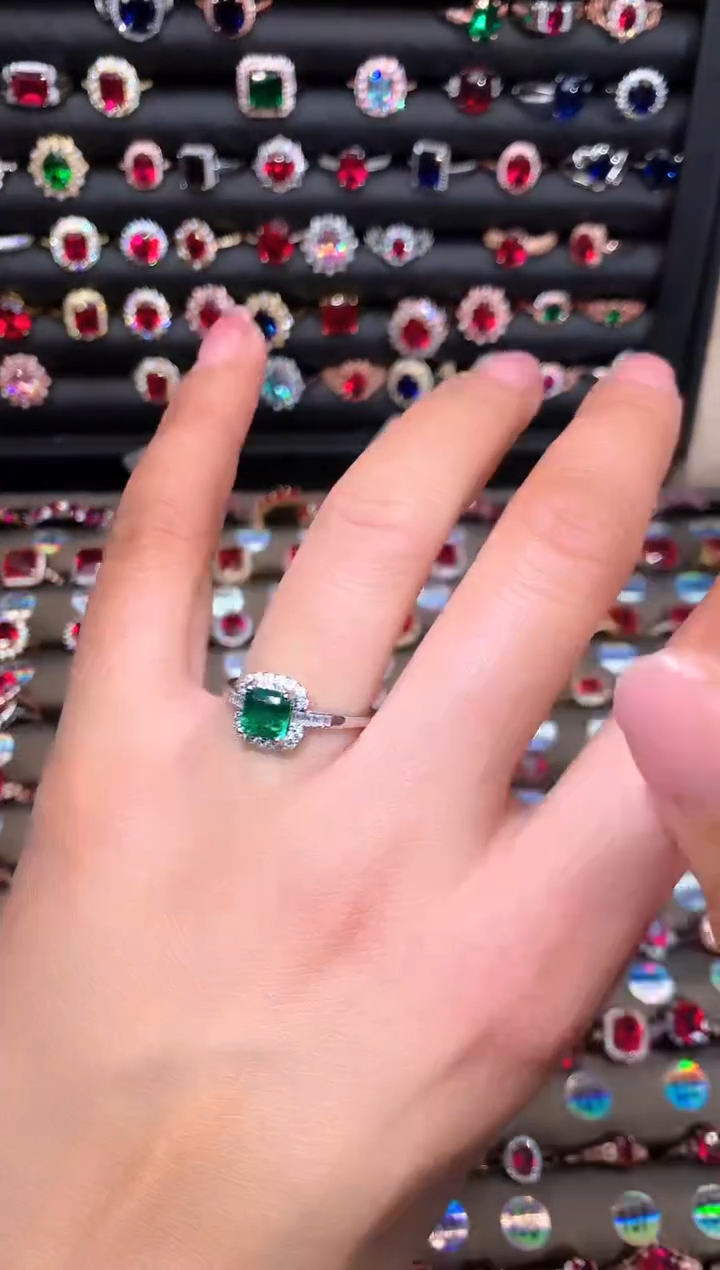 【闪购商品】透辉石戒指银S925镶嵌6白