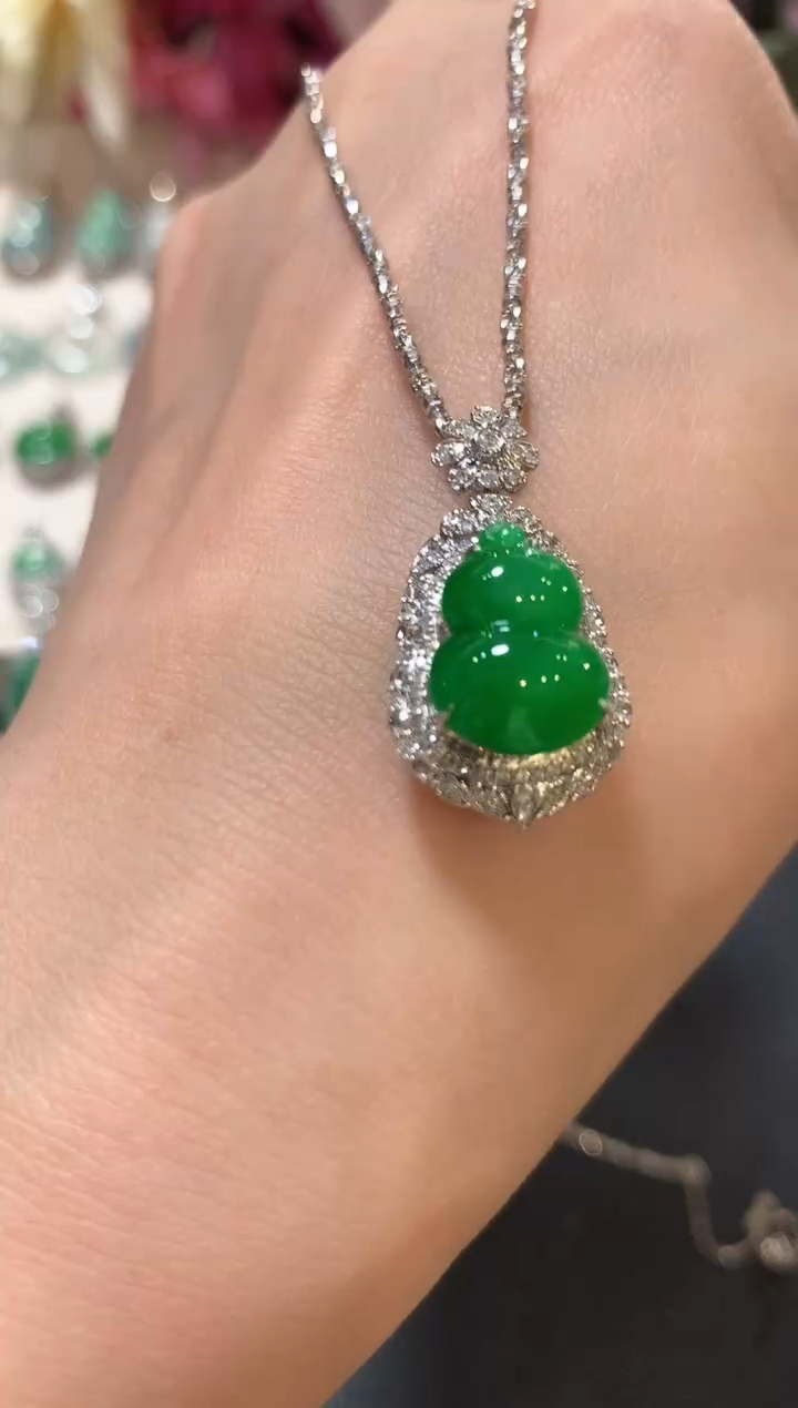 吊坠(不含链)18K金镶嵌翡翠n74   