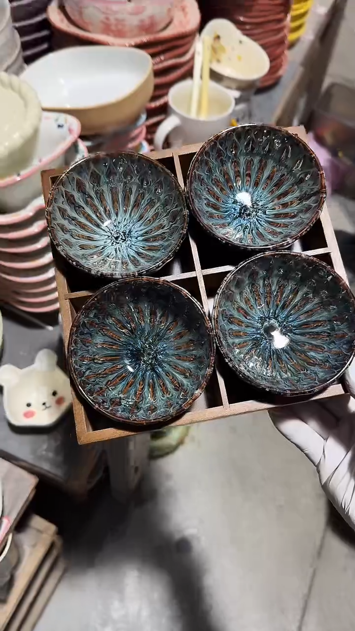 陶瓷4个味碟 不带木托 微瑕凑满20元包邮