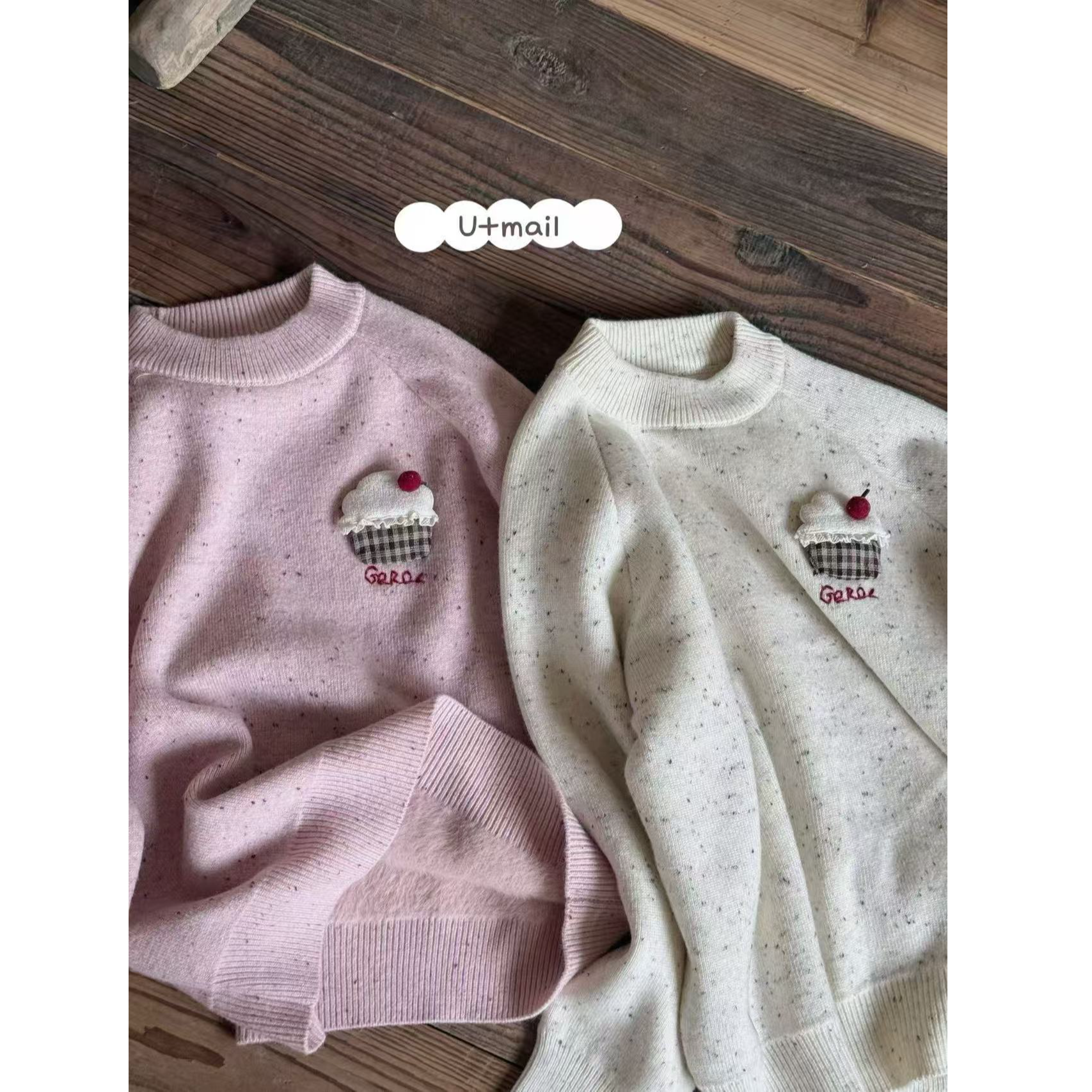 2025冬『纸杯蛋糕』女童洋气加绒小蛋糕彩点羊毛休闲针织毛衣3301