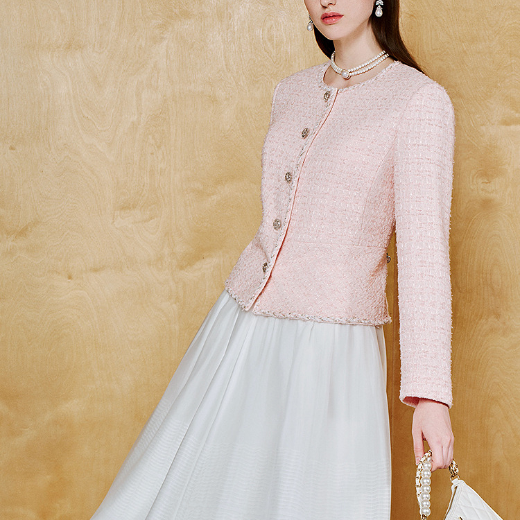 26年超前定制雾霾粉梭织花呢短外套MOHA01WJK006P21