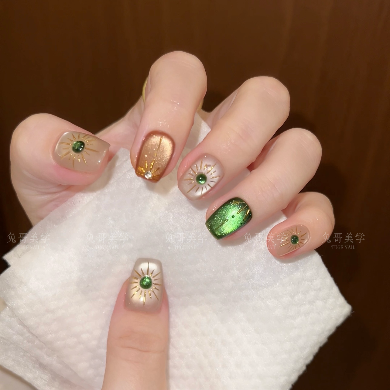 阿波罗 -TugeNail高定手绘纹理感希腊太阳神穿戴甲显白绿芬达专属