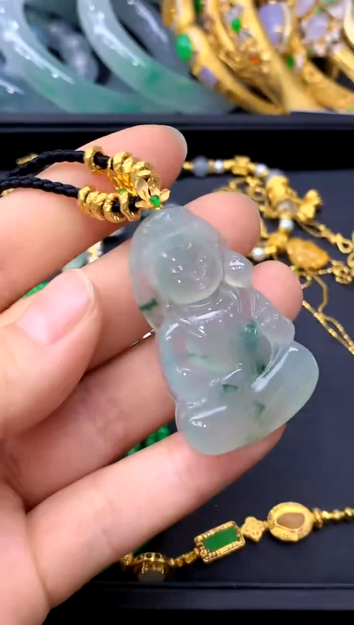 颈饰18K金镶嵌翡翠457-中国好珍宝