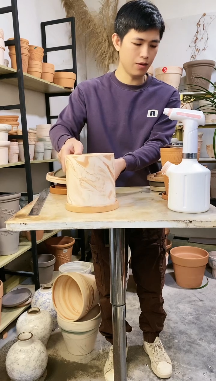 【闪购商品】陶15*15玛奇朵直筒 1盆1托