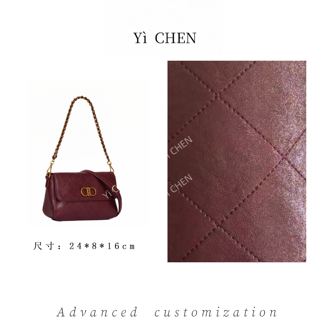 【Yì CHEN】GQ-82712-安可拉红 简约时尚女士新款轻奢单肩斜跨包