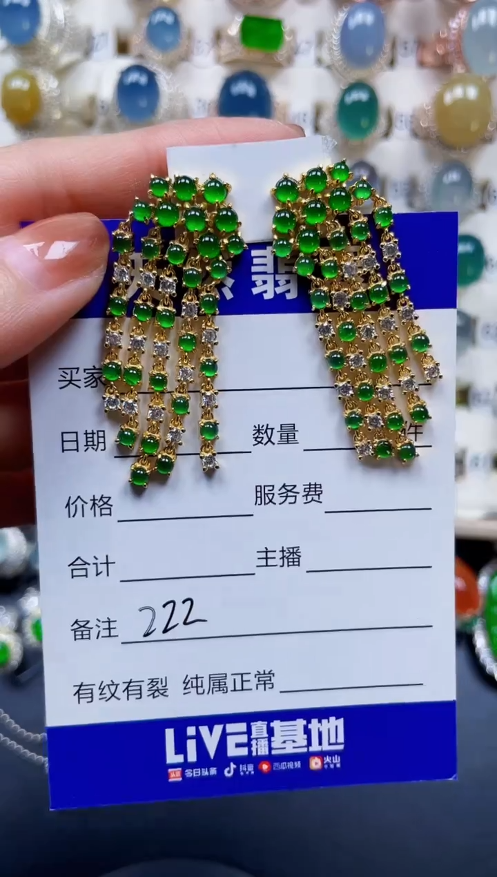 银S925镶嵌翡翠耳饰222