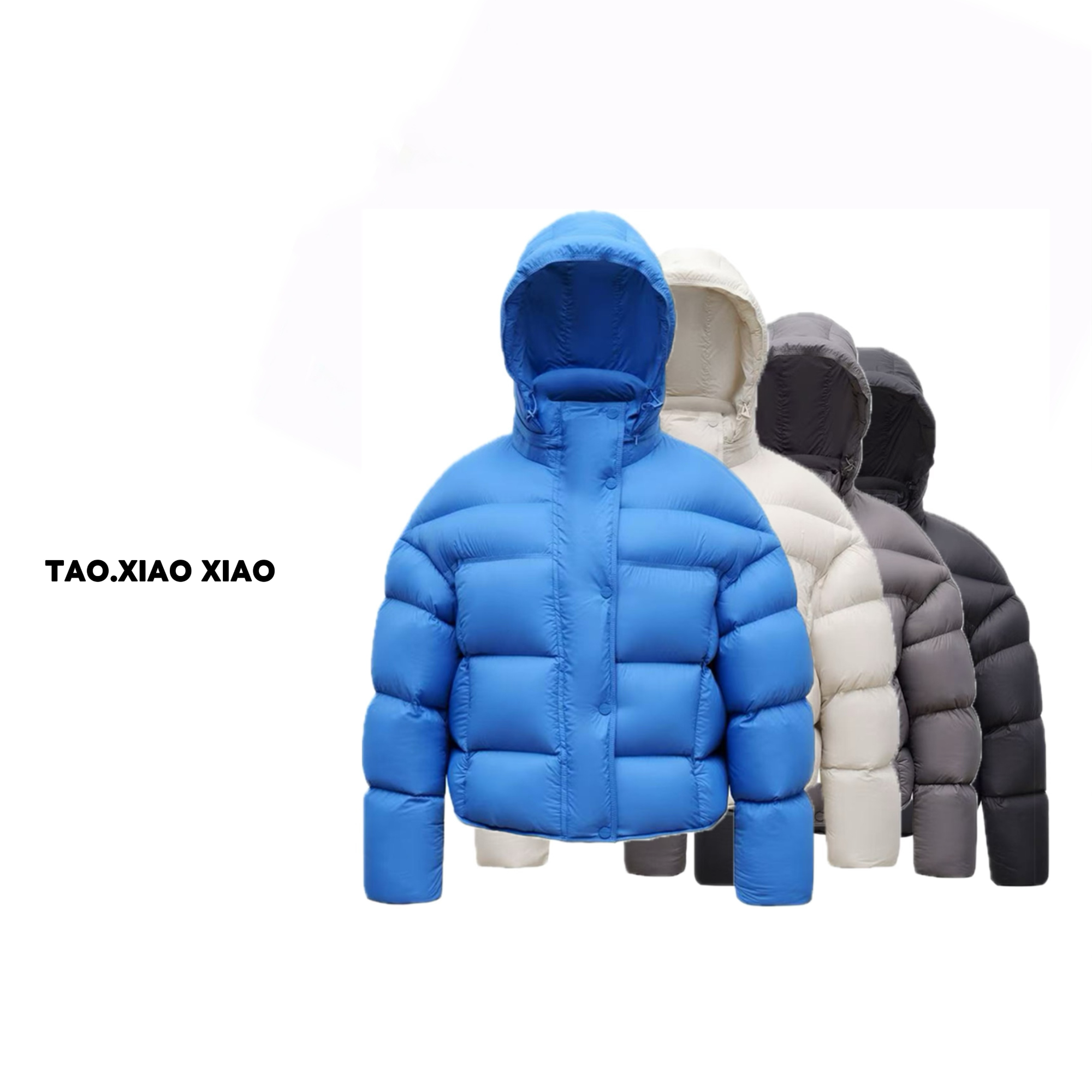 2025新款白鸭绒泡芙短款加厚帽子可脱卸保暖时尚龟背羽绒服-TXXHG