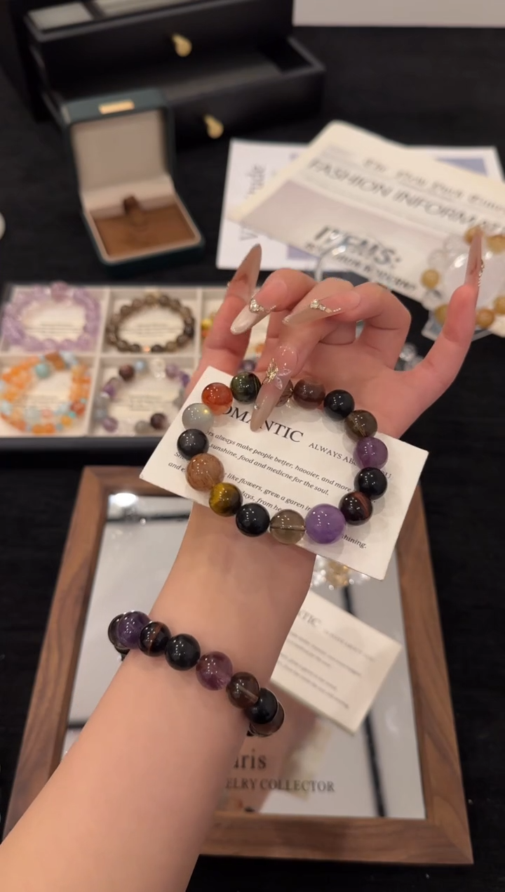 未镶嵌手链水晶暗色系多宝x2676