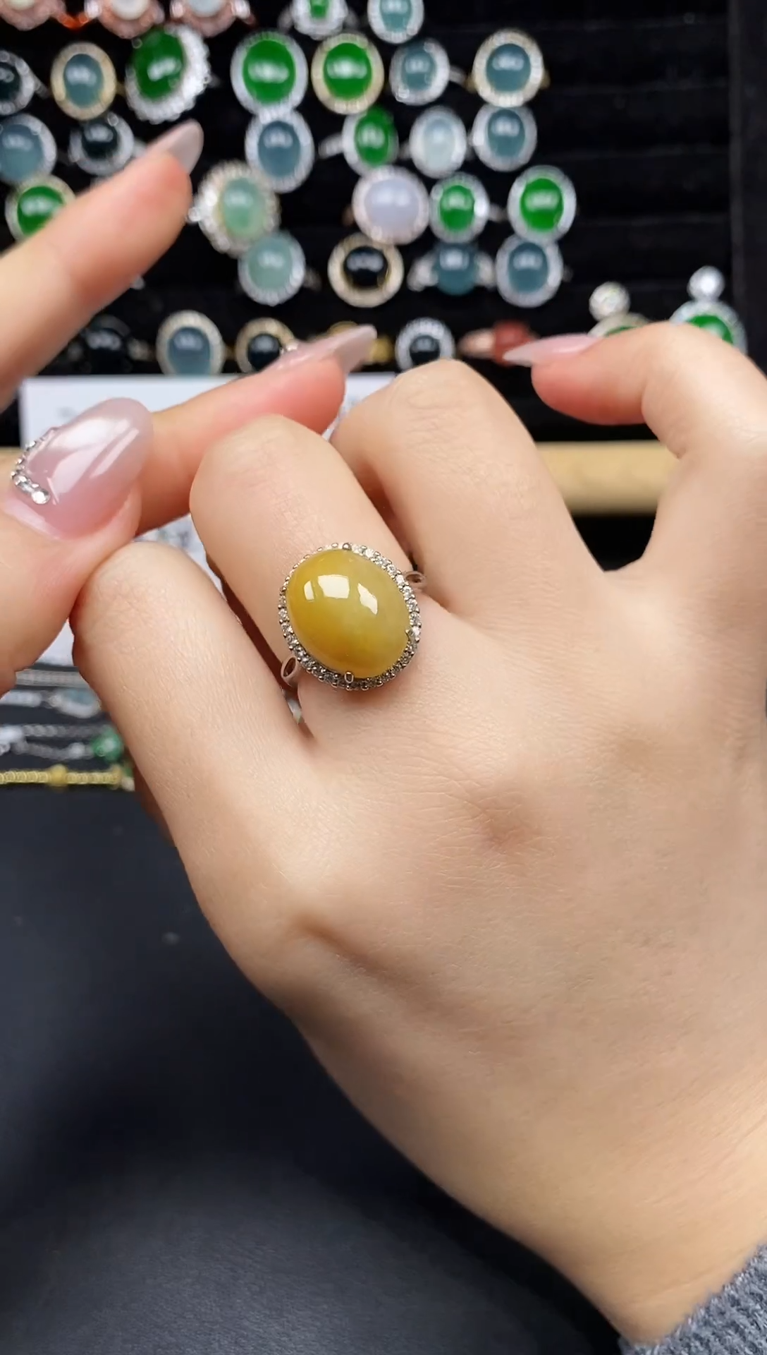 银S925镶嵌戒指翡翠3778