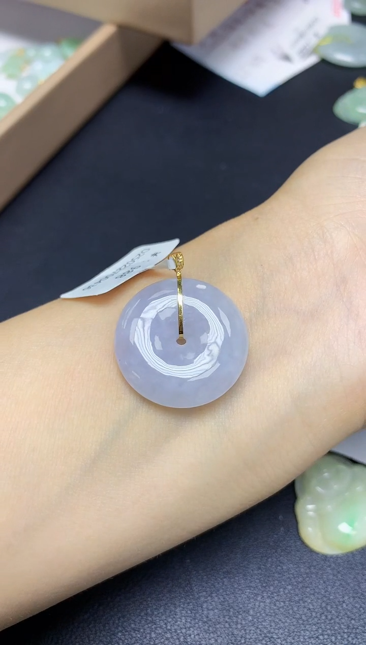 翡翠18K金镶嵌颈饰 天然翡翠A货