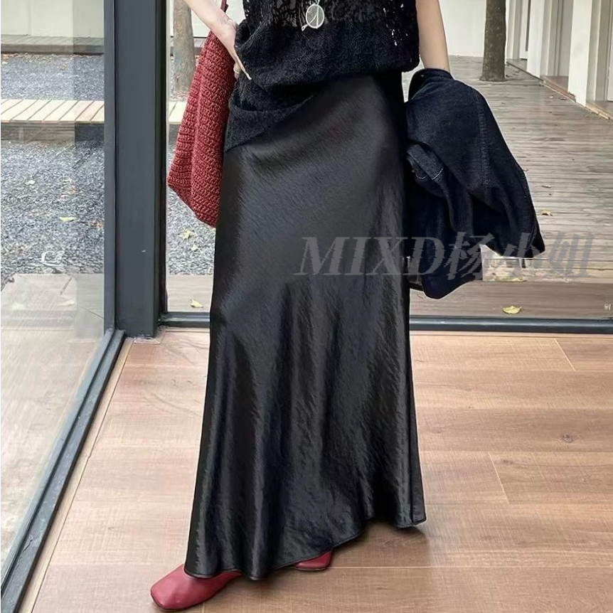 【MIXD杨小姐定制】2025秋款质感厚料醋酸A版松紧高腰长裙