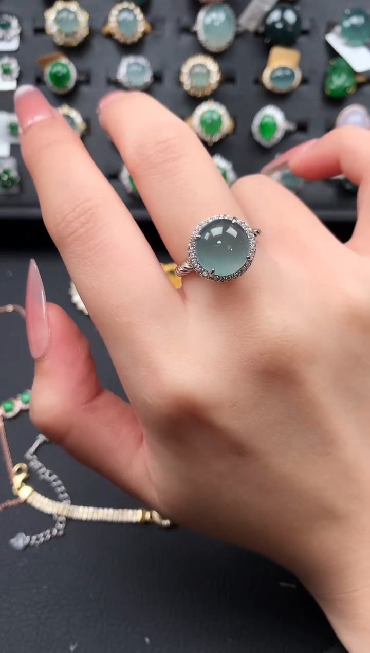 【闪购商品】翡翠戒指银S925镶嵌52141