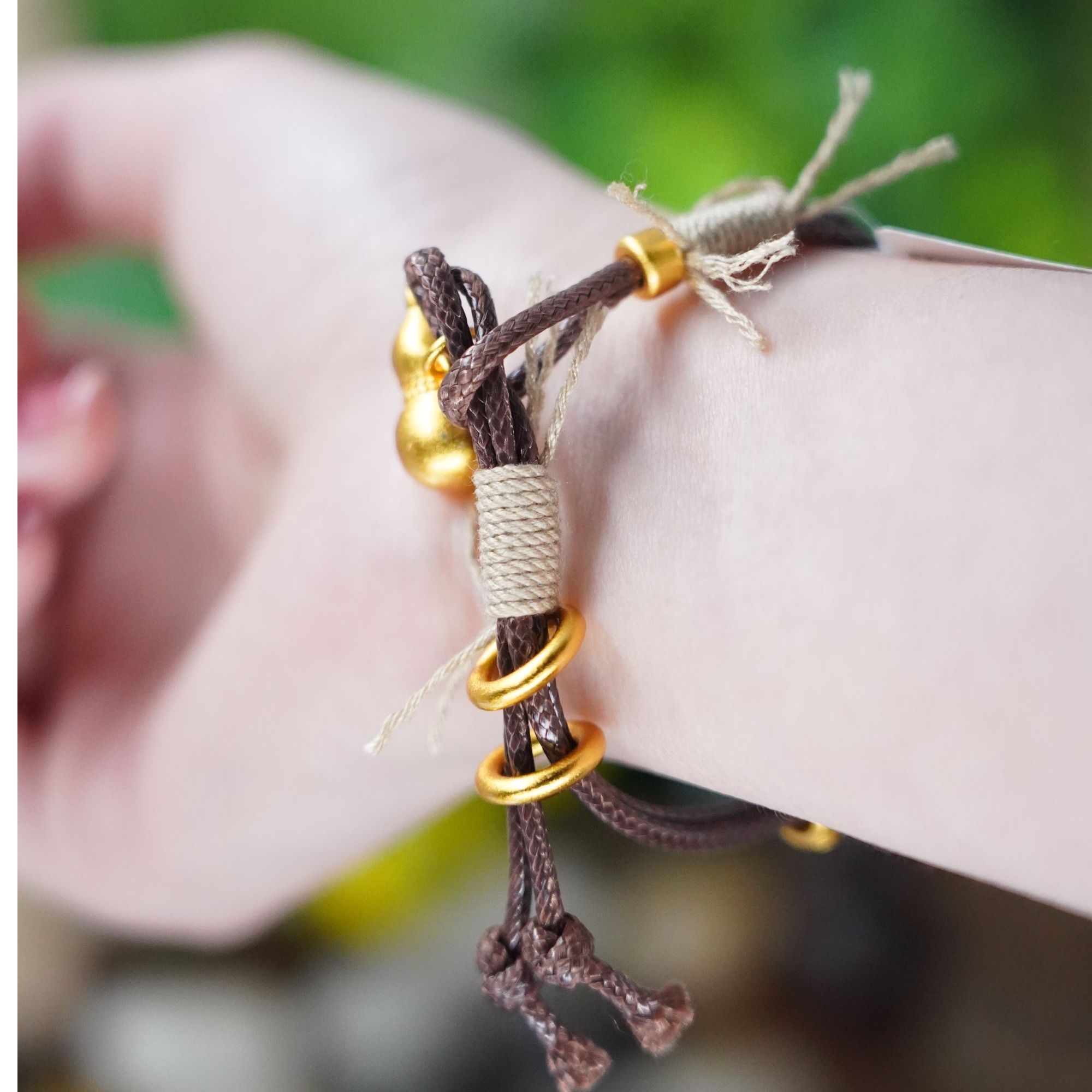 合金手链 古法中式金财神葫芦招财皮绳手链G002