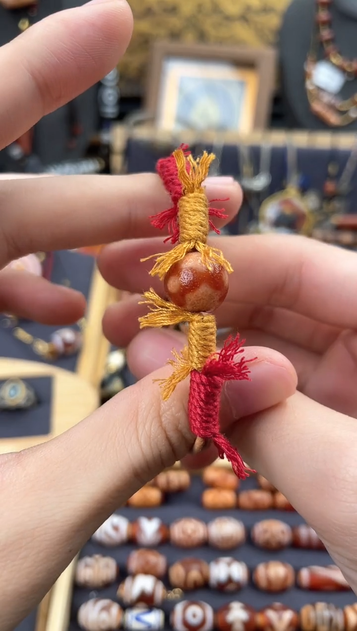 【闪购商品】玛瑙/玉髓未镶嵌颈饰美泓红肉坛城三眼手编绳