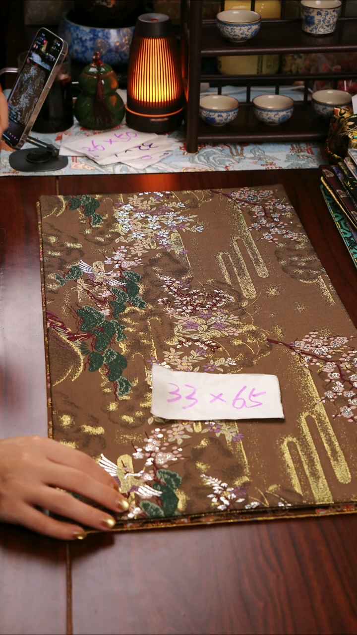 【微瑕西阵织世外桃源双面】中国风干泡织锦茶席33*65