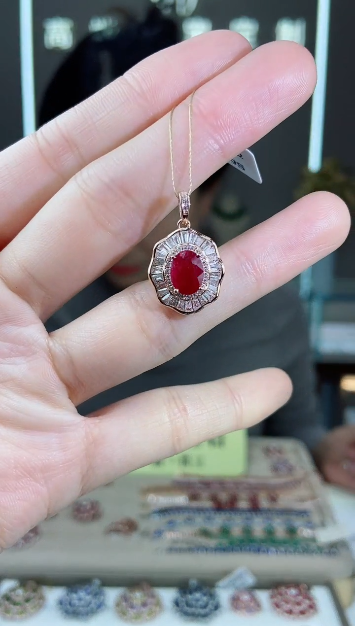 【闪购商品】红宝石颈饰银S925镶嵌颈饰