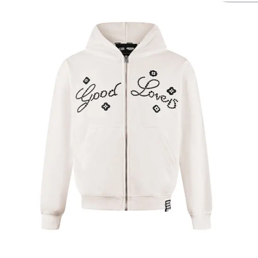 GB-GOODBRAND小花标语轻奢时尚拉链卫衣 25FW GOOD LOVES男女同款