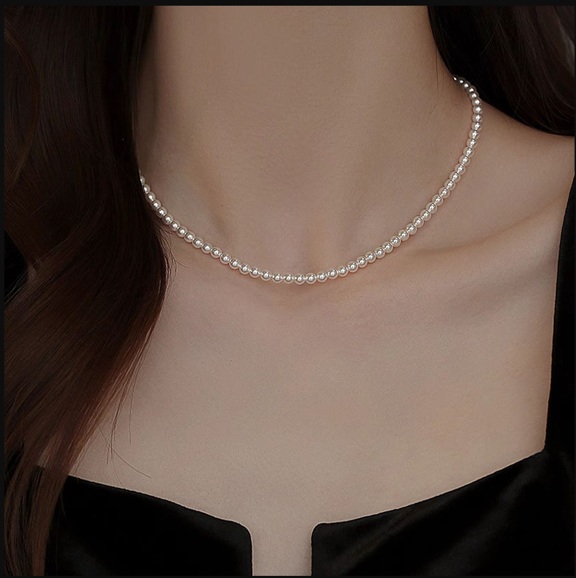 XSD福利4-5mm天然珍珠小米珠锁骨链淡水珍珠正圆几乎无暇真珍珠