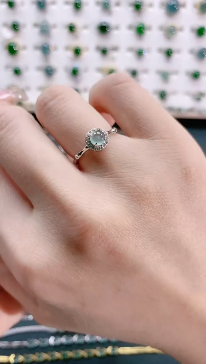 【闪购商品】翡翠戒指银S925镶嵌天然翡翠