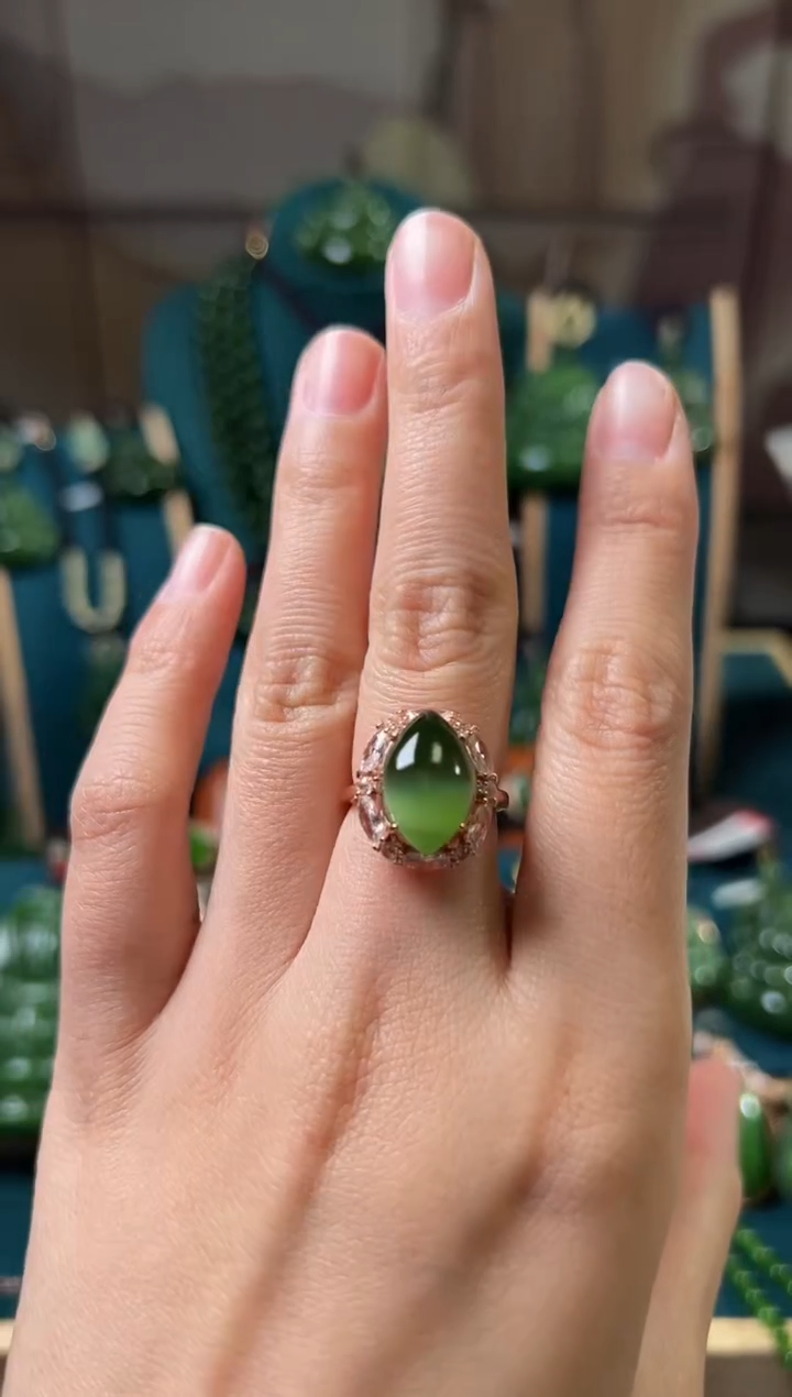 【闪购商品】和田玉（碧玉）戒指银S925镶嵌碧玉