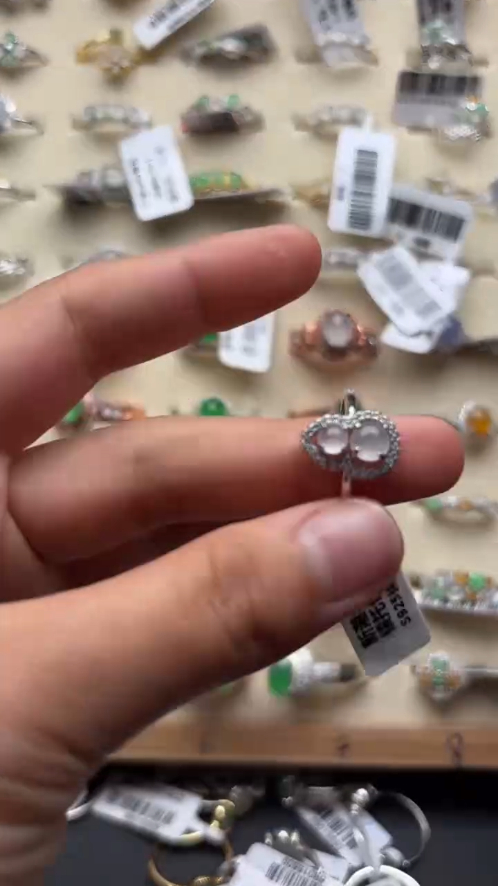 【闪购商品】翡翠戒指银S925镶嵌缅甸A货翡翠S925银镶嵌