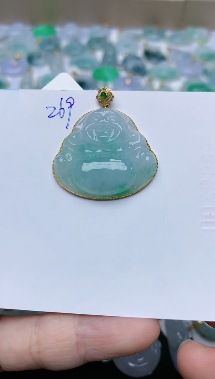 【闪购商品】翡翠颈饰18K金镶嵌天然翡翠A货    