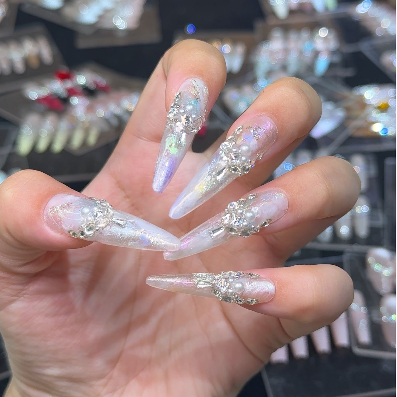 锦福（繁花）秋天裸色多巴胺中长短美甲纯手工穿戴甲秋冬高级感甲片