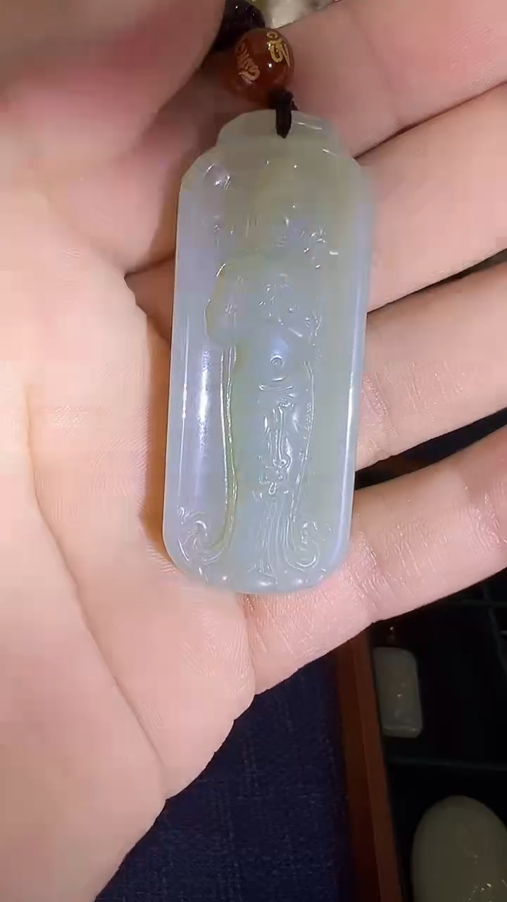 【闪购商品】和田玉挂件未镶嵌和田 95细长观音 (飞铃文玩)