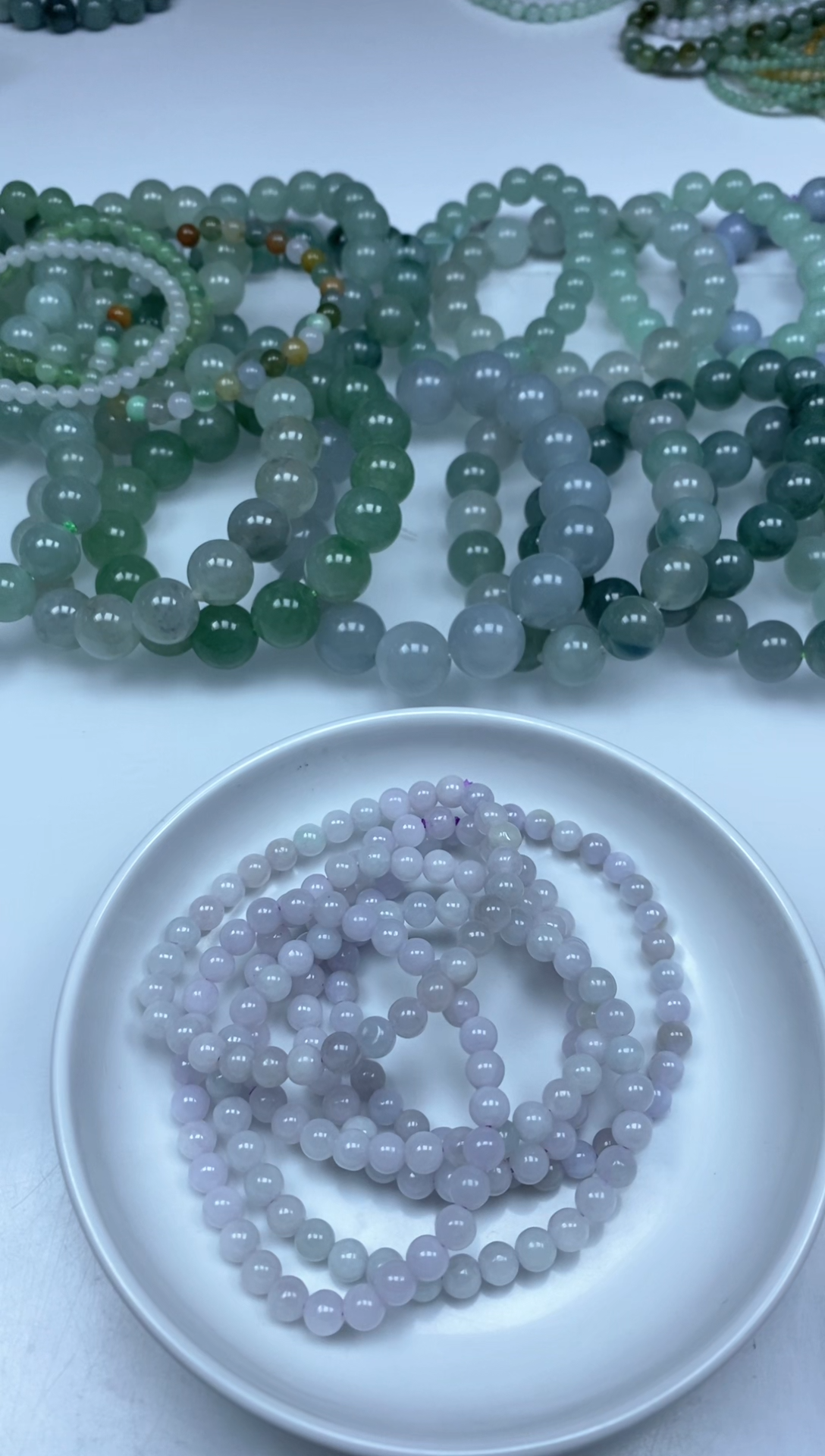 翡翠未镶嵌手饰8175翡翠手串5+mm紫底 38一条