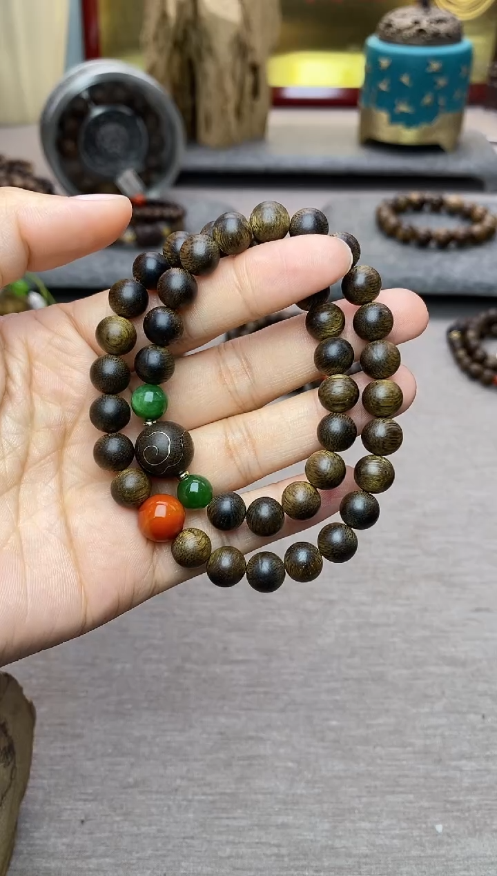 【闪购商品】沉香手串芽庄黄棋楠沉水老料0.8＋祥云1.2设计
