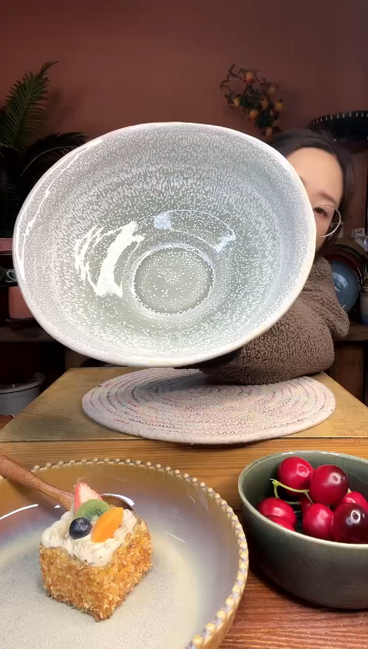 陶瓷9英寸异形不规则汤碗 微瑕疵