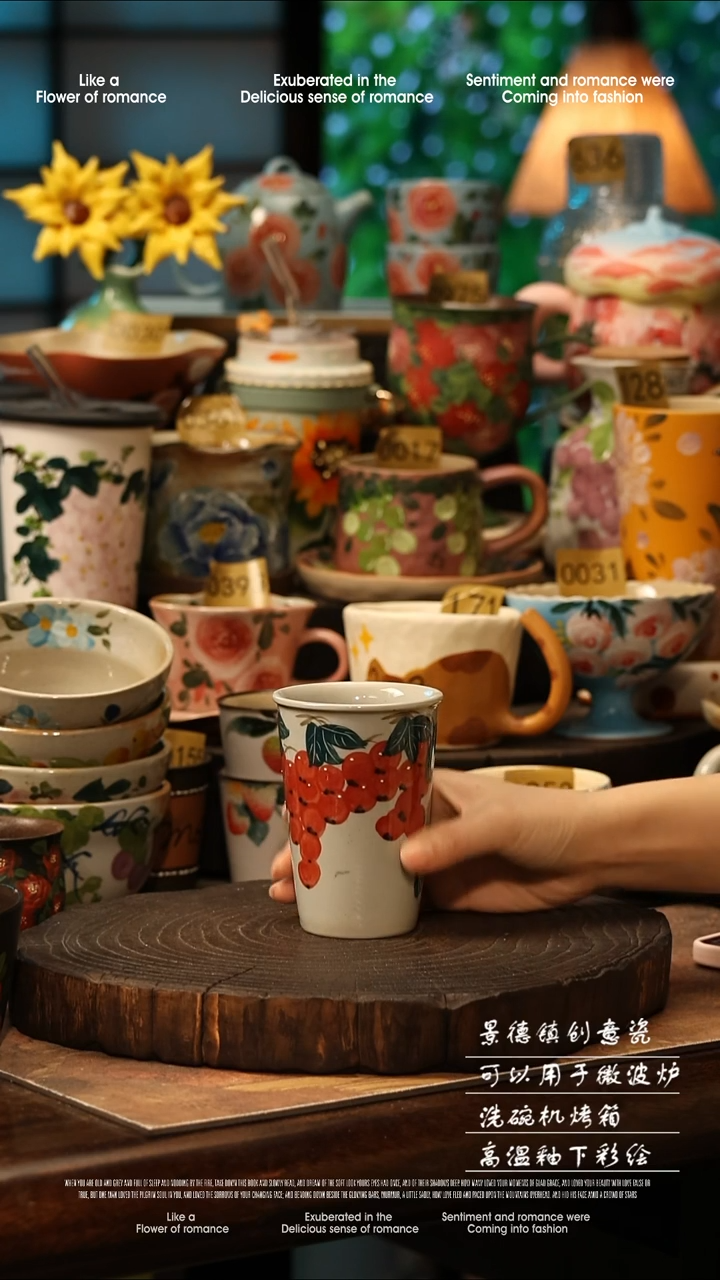 陶瓷景德镇高温釉下彩手工手绘款式@A0871@