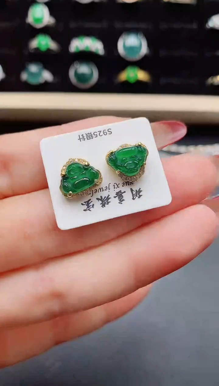 【闪购商品】翡翠耳饰银S925镶嵌321321