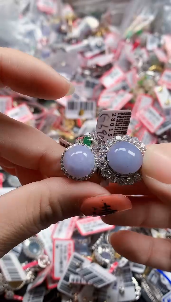 银S925镶嵌戒指翡翠天然A货缅甸翡翠