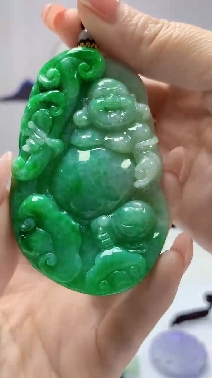 【闪购商品】定制翡翠未镶嵌5152DD-毛货挂件佛120